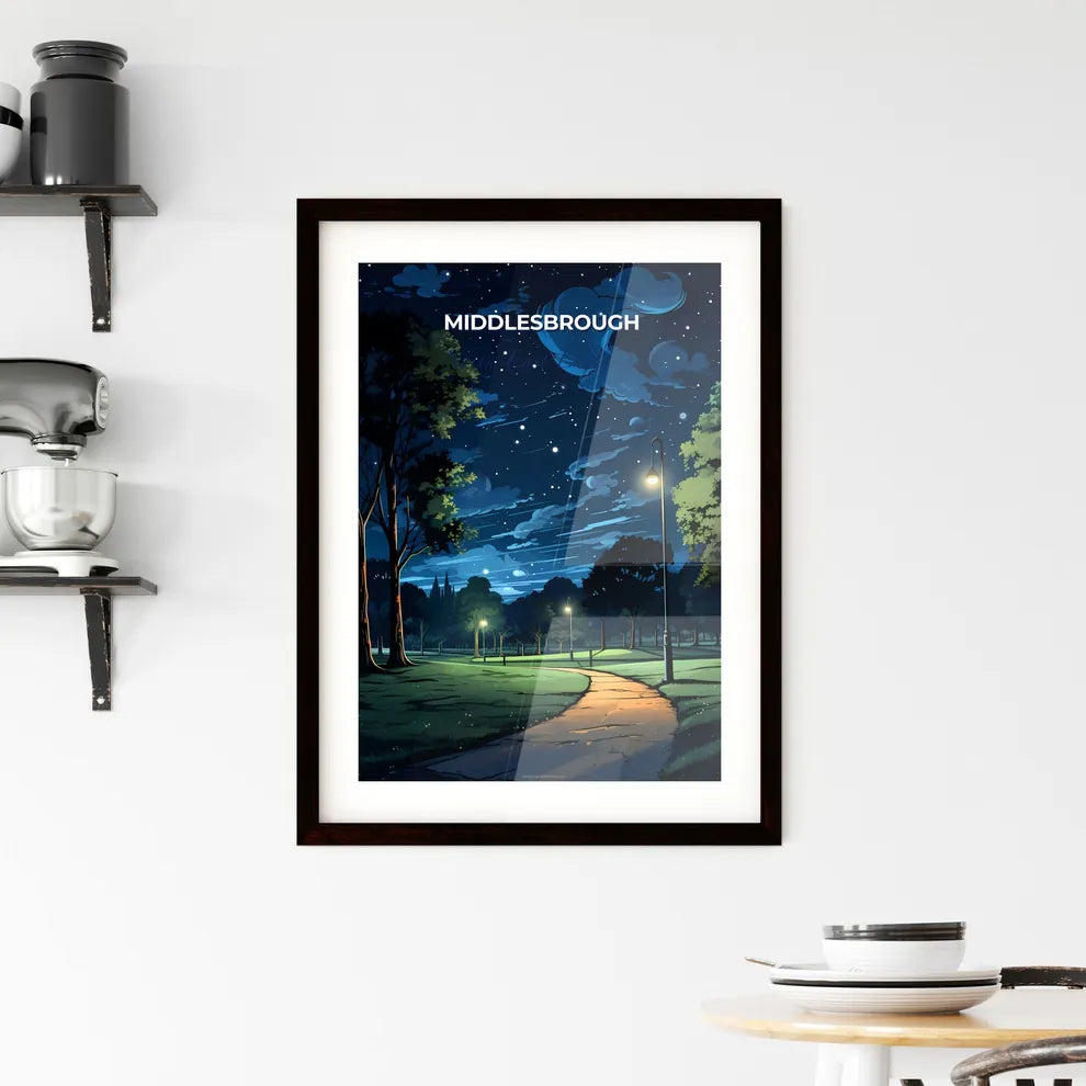 Middlesbrough, North East England, A Poster of a path in a park at night Default Title