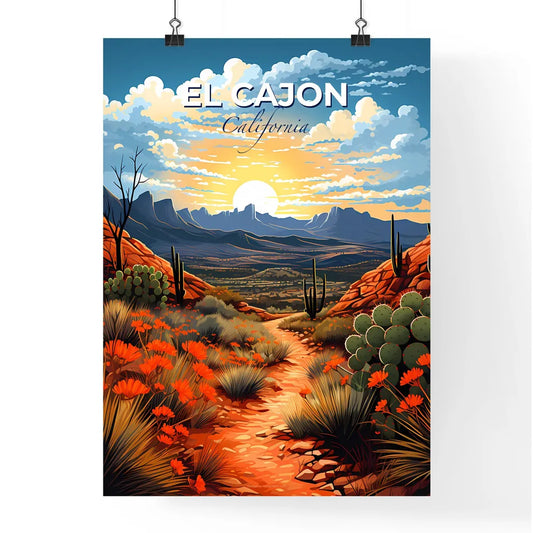 El Cajon, California, A Poster of a desert landscape with cactuses and mountains Default Title