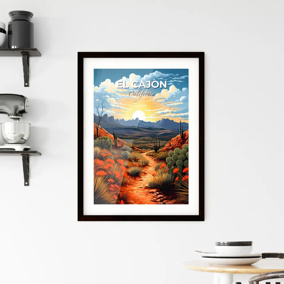 El Cajon, California, A Poster of a desert landscape with cactuses and mountains Default Title