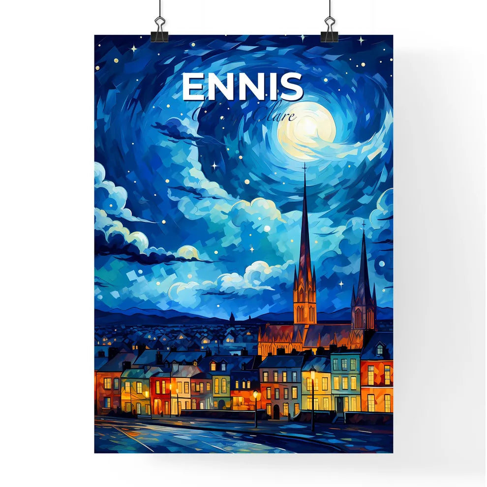 Ennis, County Clare, A Poster of a painting of a city at night Default Title