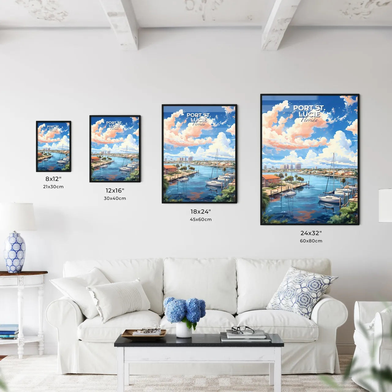 Port St. Lucie, Florida, A Poster of a water with boats and buildings in the background Default Title