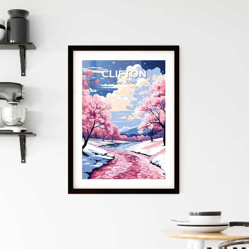 Clifton, New Jersey, A Poster of a pink trees and a river Default Title