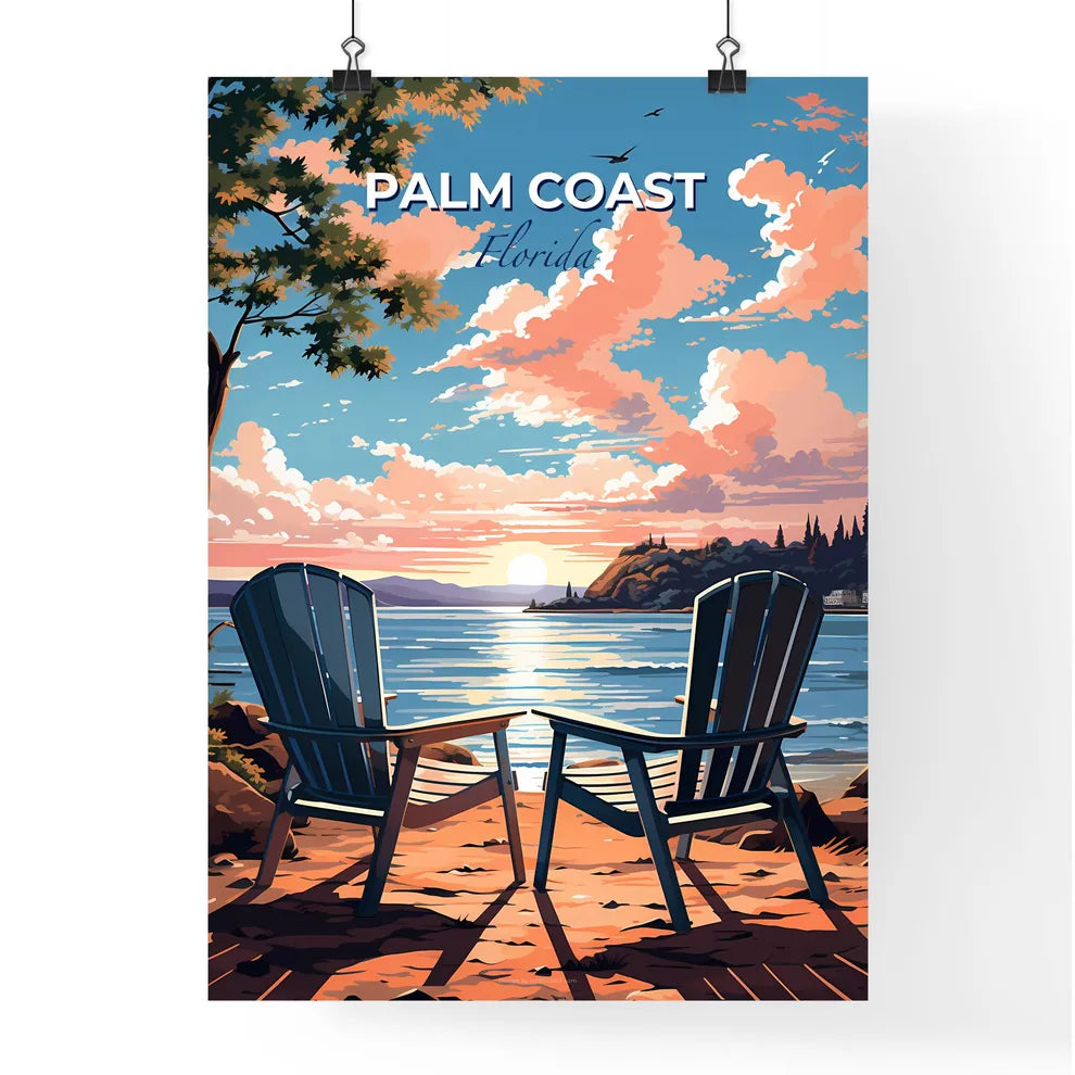 Palm Coast, Florida, A Poster of two chairs on a beach Default Title