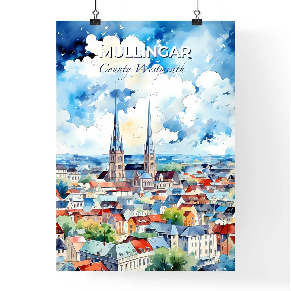 Mullingar, County Westmeath, A Poster of a watercolor painting of a city Default Title