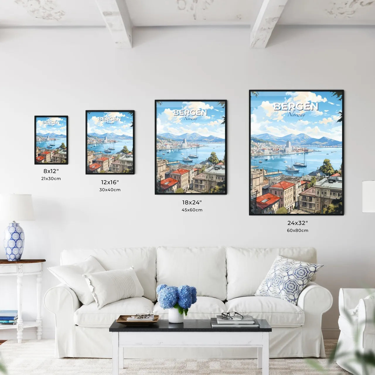 Bergen, Norway, A Poster of a city with boats in water Default Title