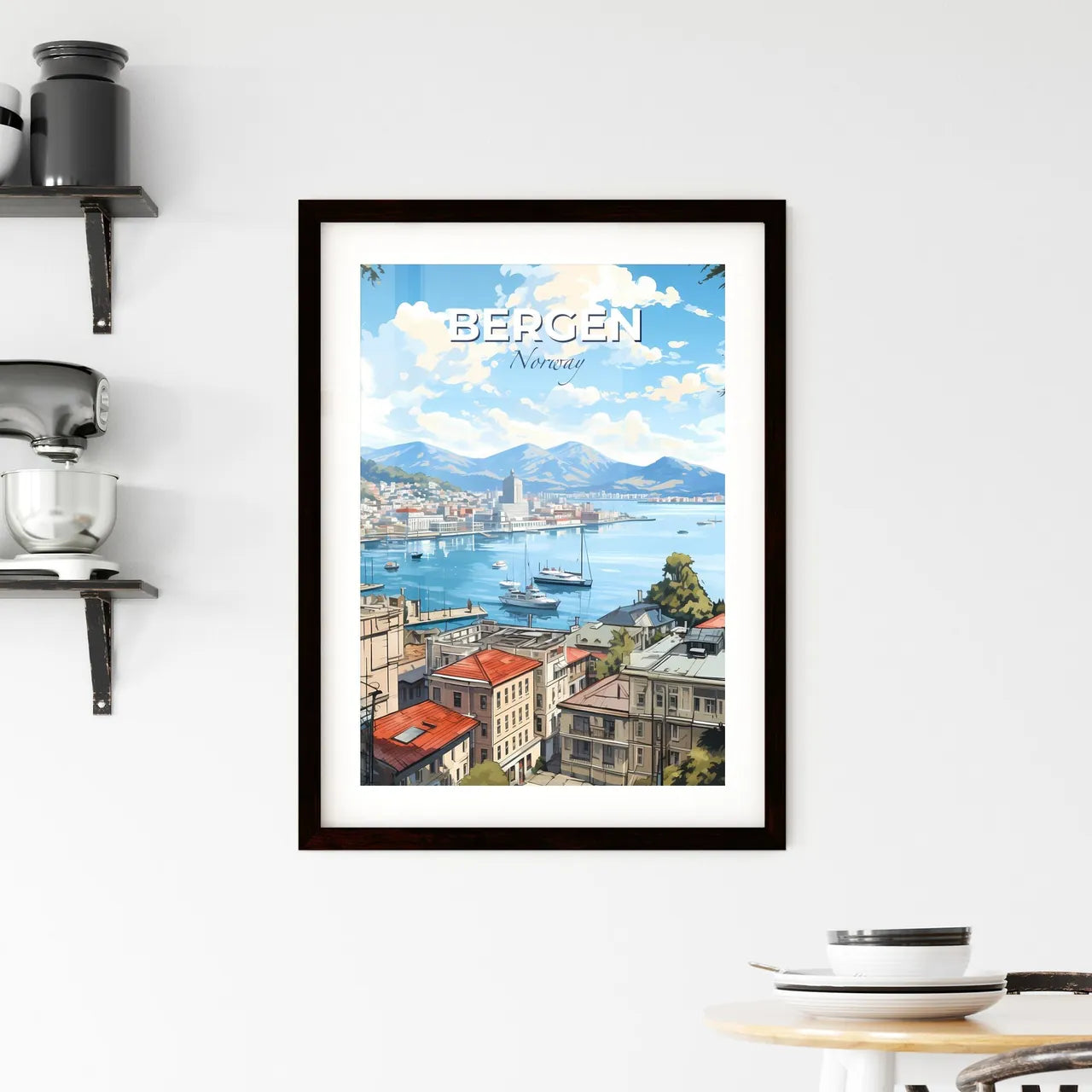 Bergen, Norway, A Poster of a city with boats in water Default Title