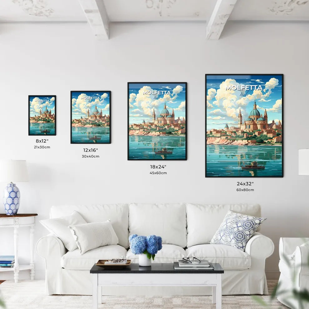 Molfetta, Italy, A Poster of a painting of a city by the water Default Title