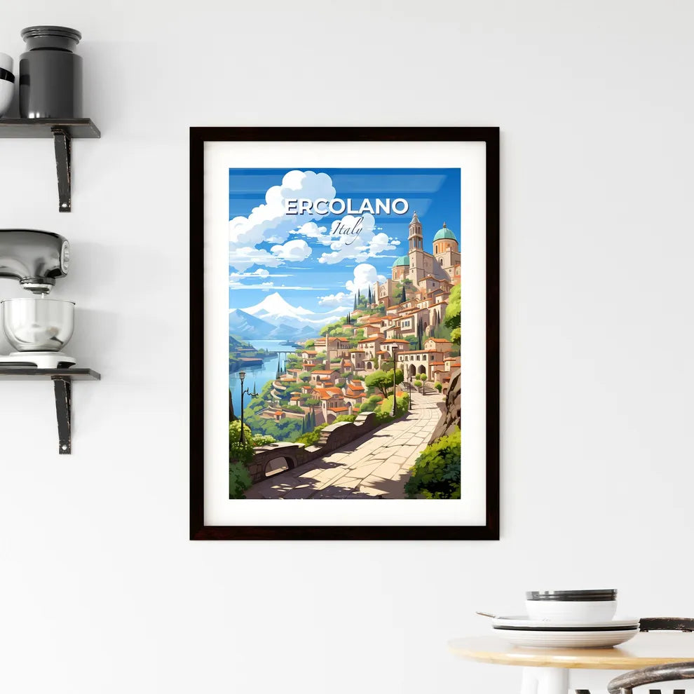 Ercolano, Italy, A Poster of a city on a hill with trees and a river Default Title