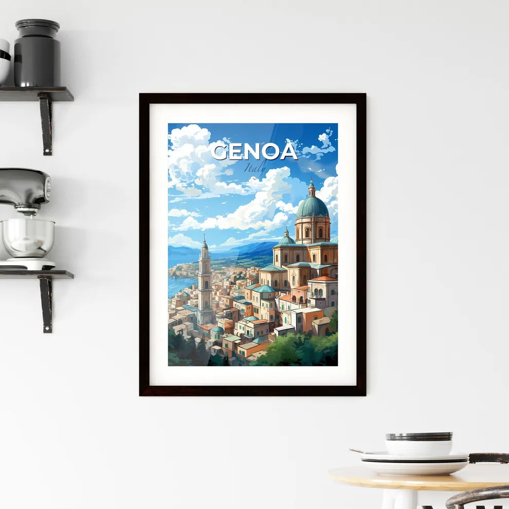 Genoa, Italy, A Poster of a city with a dome and towers Default Title