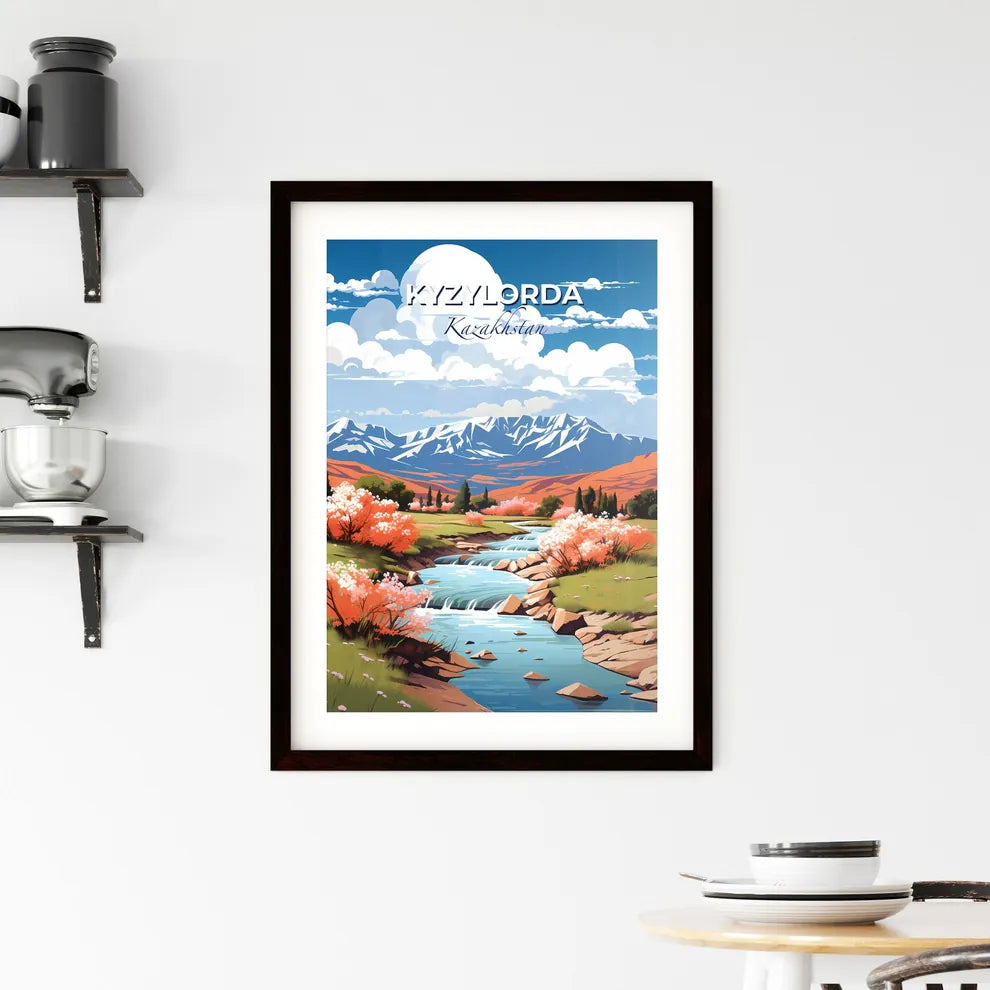 Kyzylorda, Kazakhstan, A Poster of a river running through a valley with mountains in the background Default Title