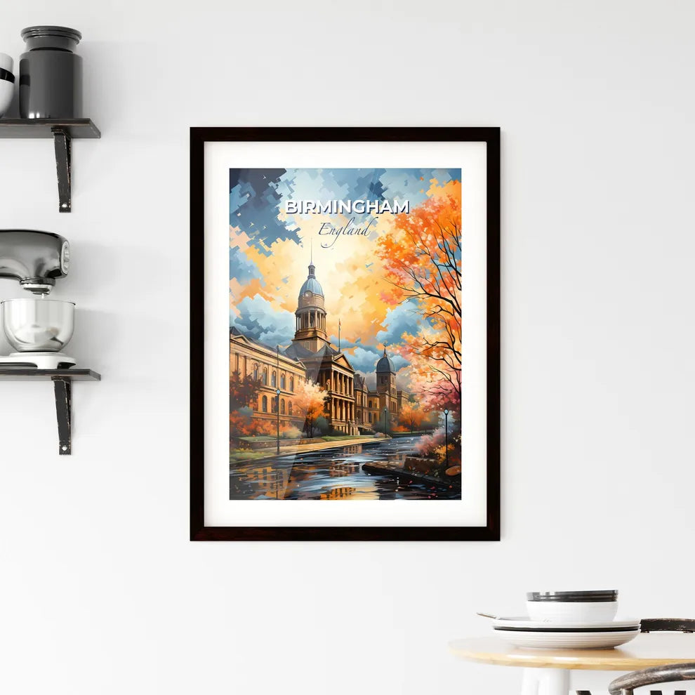 Birmingham, England, A Poster of a building with a tower and trees in front of it Default Title