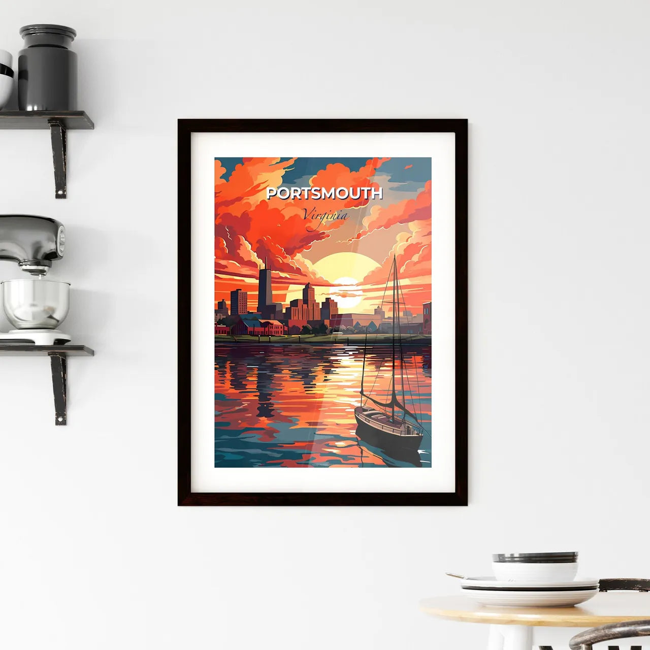 Portsmouth, Virginia, A Poster of a sunset over a city Default Title