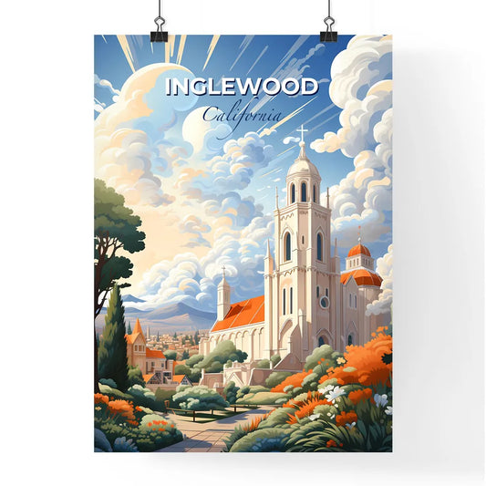 Inglewood, California, A Poster of a church with a tower and trees and a cloudy sky Default Title