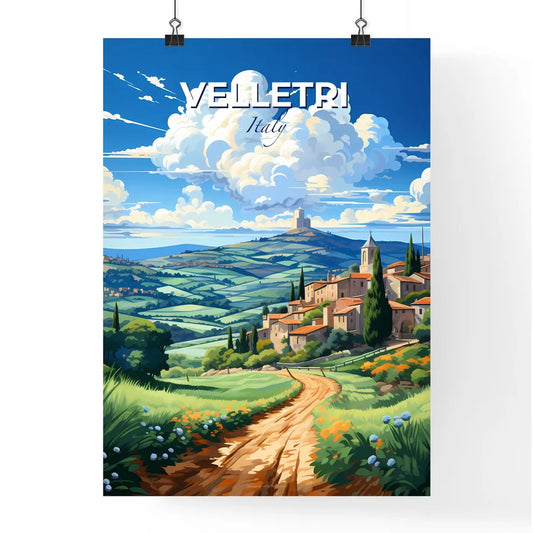 Velletri, Italy, A Poster of a landscape with a road and a village Default Title