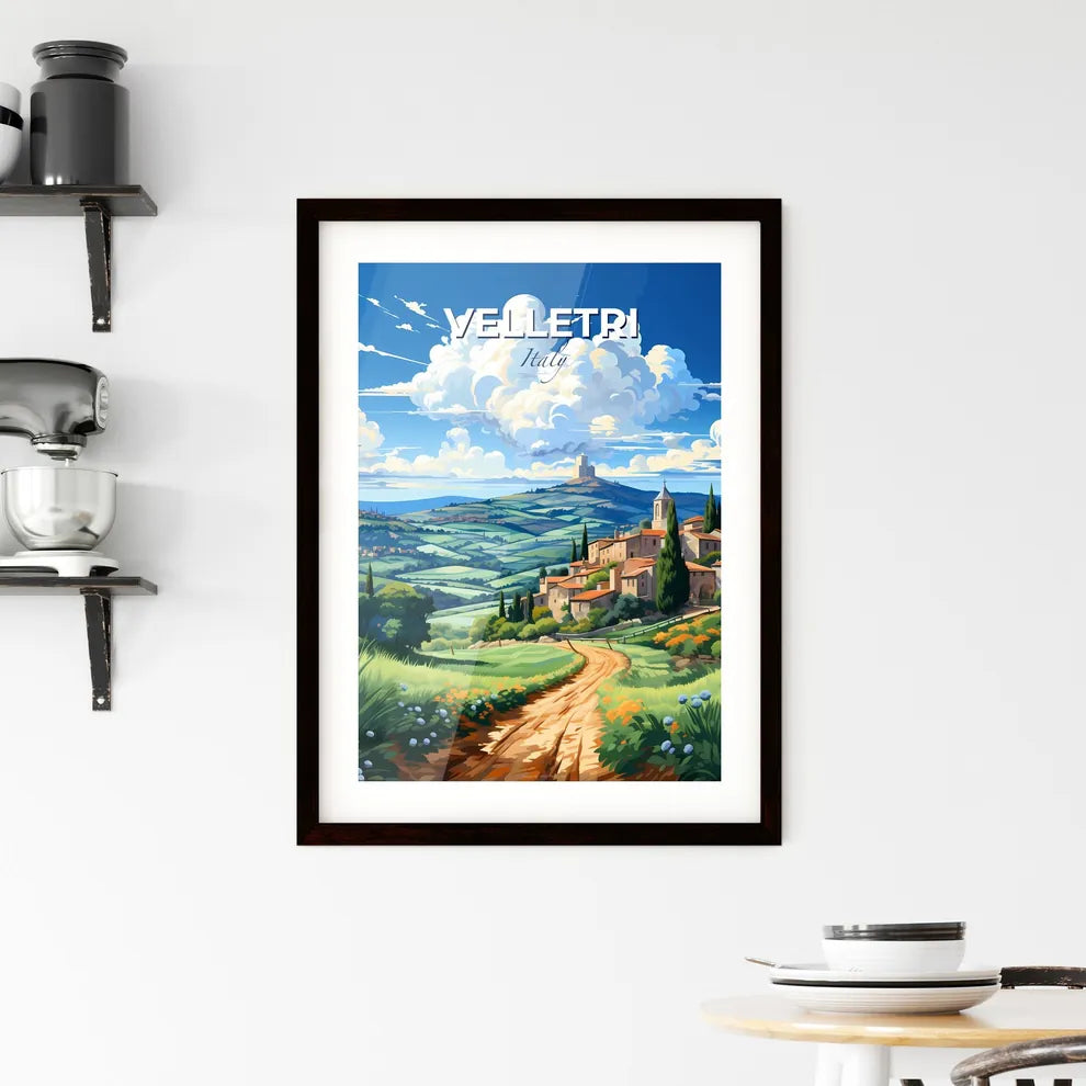 Velletri, Italy, A Poster of a landscape with a road and a village Default Title