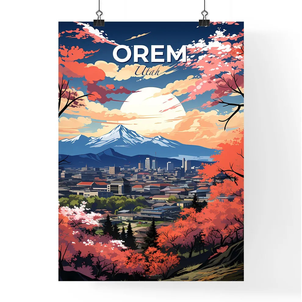 Orem, Utah, A Poster of a city with trees and mountains in the background Default Title
