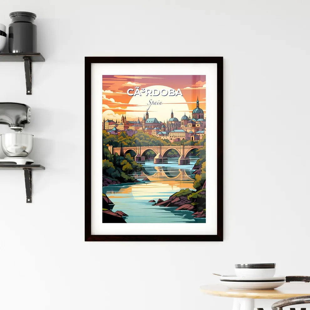 Cã³Rdoba, Spain, A Poster of a bridge over a river with trees and buildings Default Title