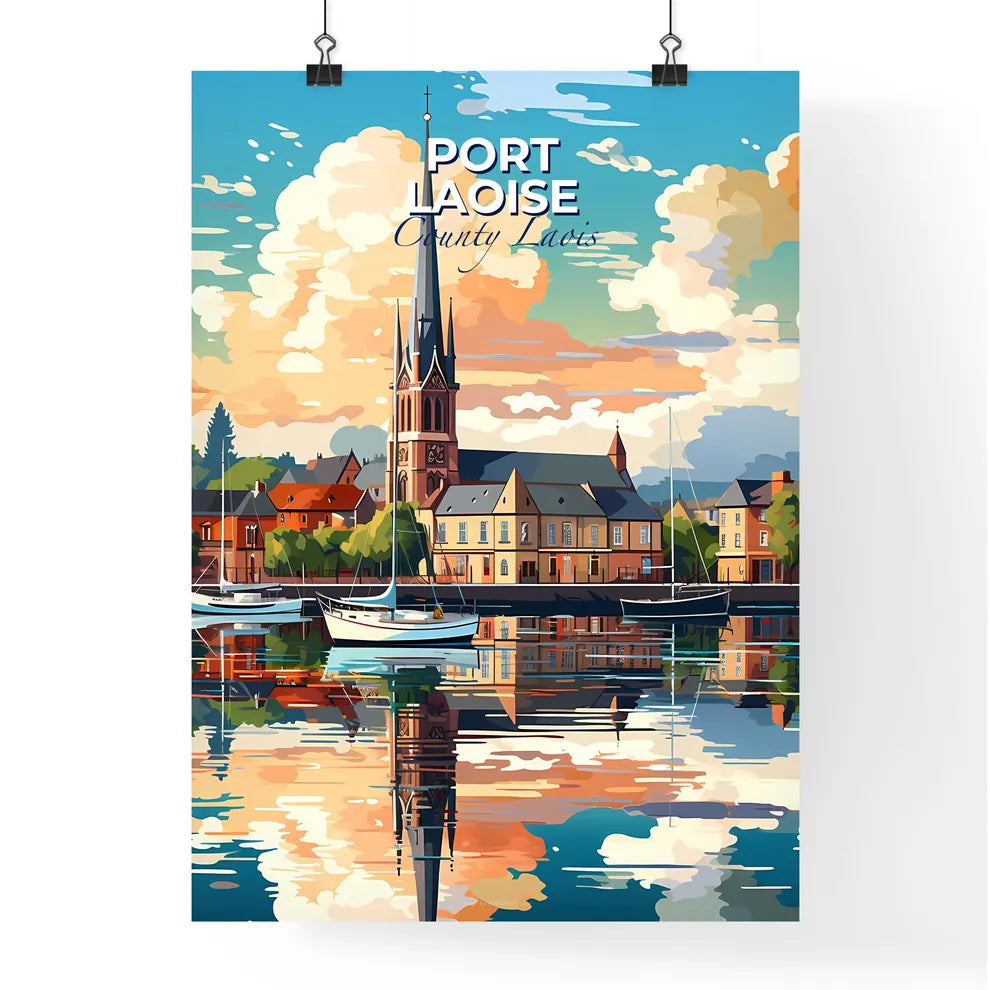 Port Laoise, County Laois, A Poster of a painting of a church and boats on a body of water Default Title