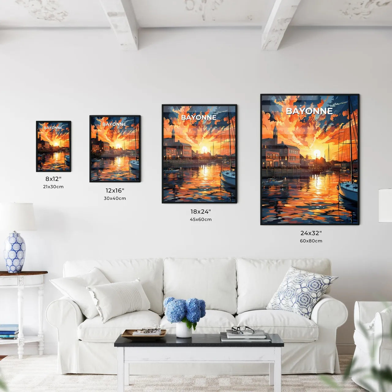 Bayonne, New Jersey, A Poster of a painting of a sunset over a city Default Title