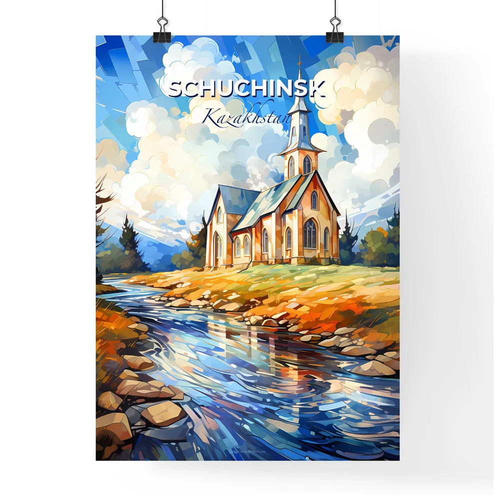 Schuchinsk, Kazakhstan, A Poster of a church by a river Default Title