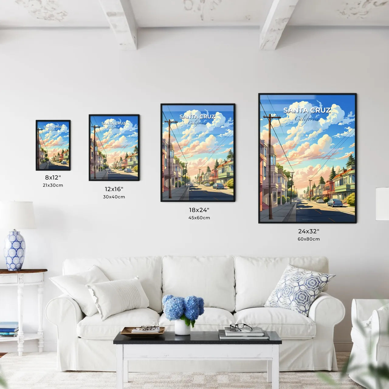 Santa Cruz, California, A Poster of a street with cars and buildings on the side Default Title