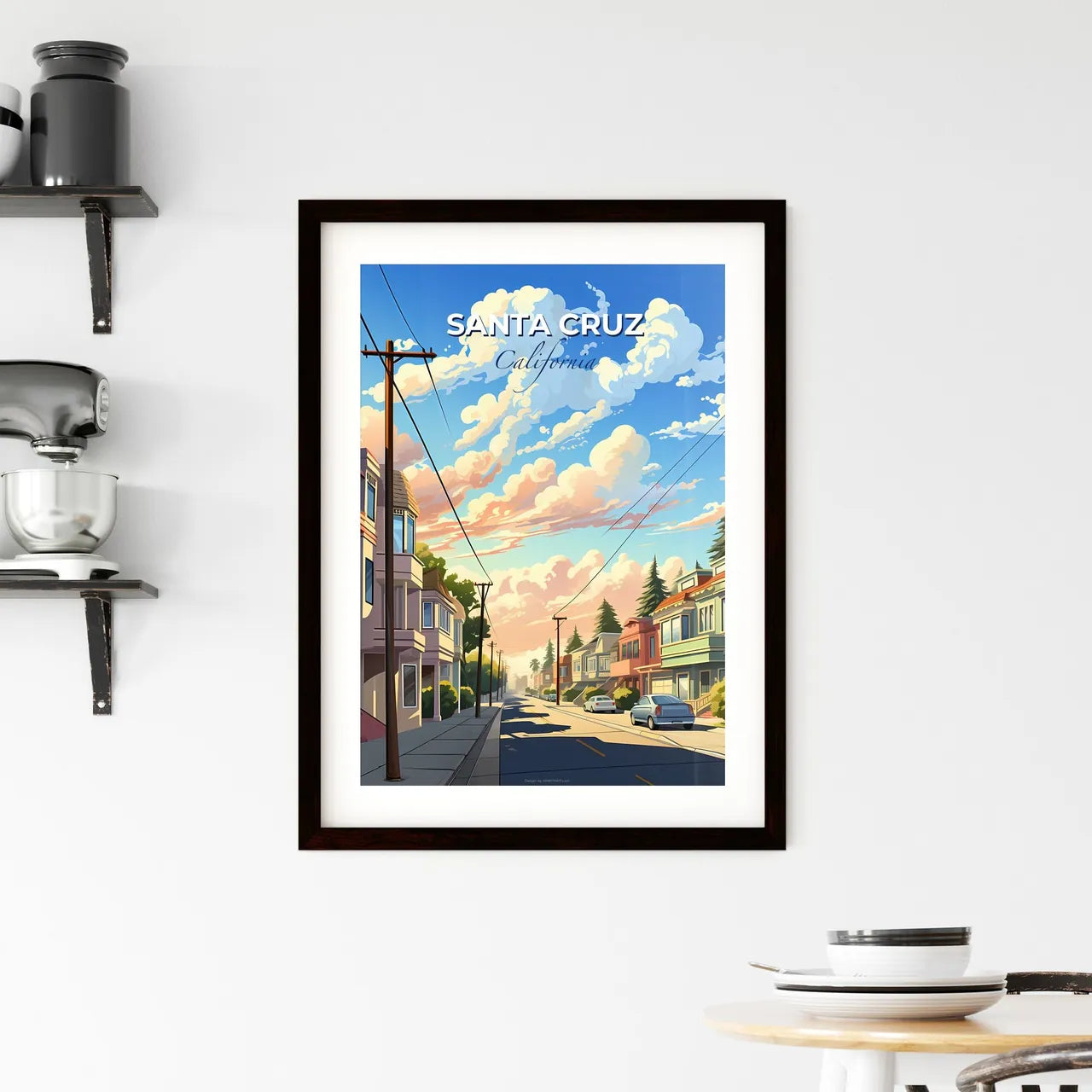 Santa Cruz, California, A Poster of a street with cars and buildings on the side Default Title