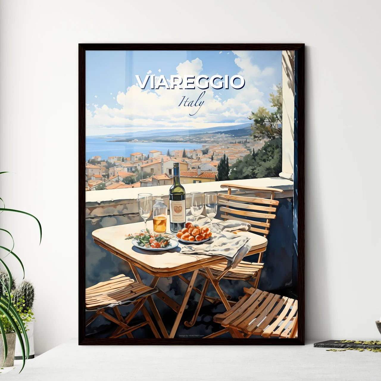 Viareggio, Italy, A Poster of a table with wine and food on it Default Title