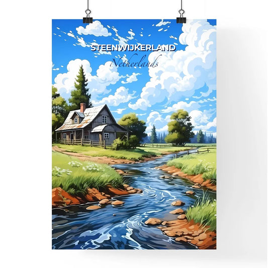 Steenwijkerland, Netherlands, A Poster of a house by a river Default Title