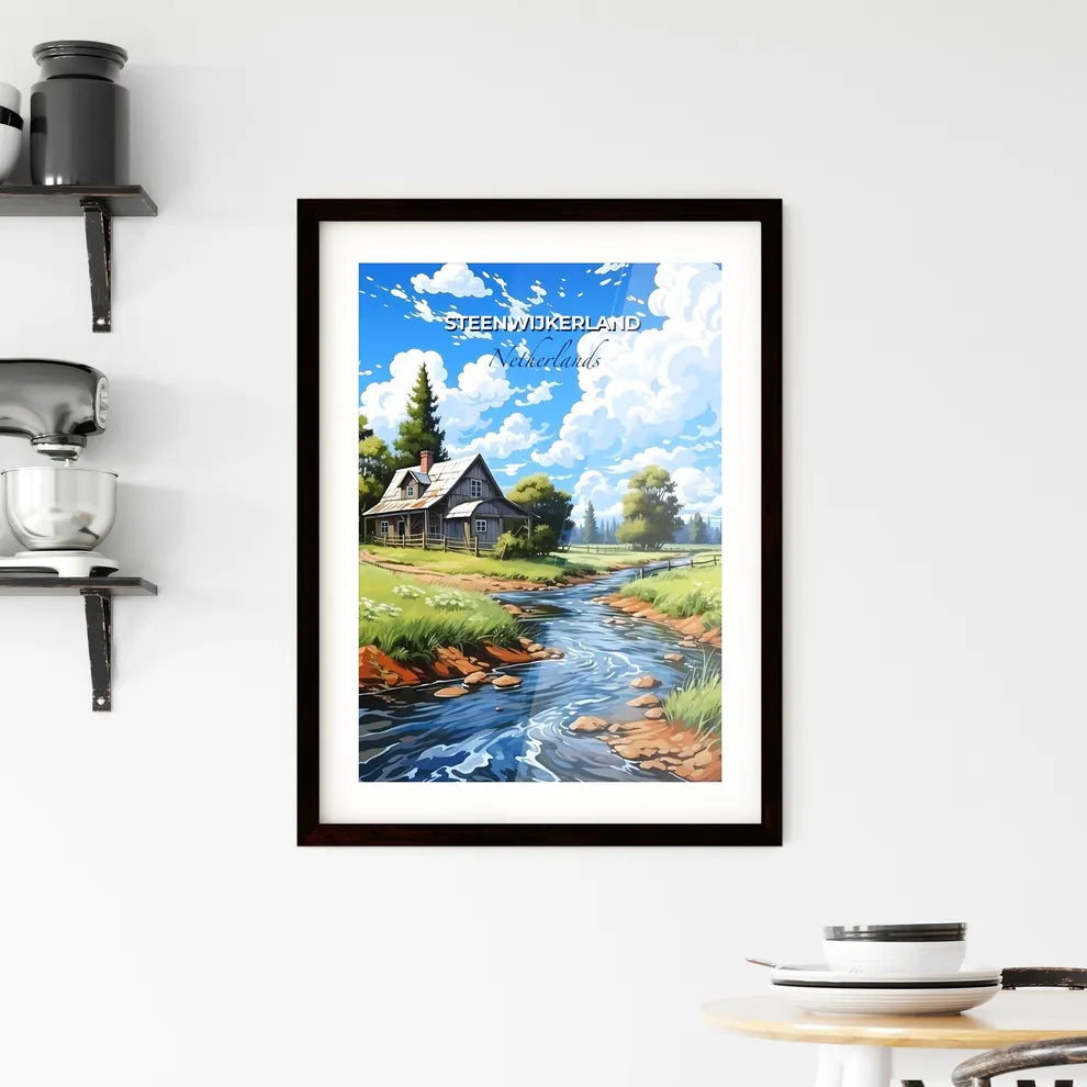 Steenwijkerland, Netherlands, A Poster of a house by a river Default Title