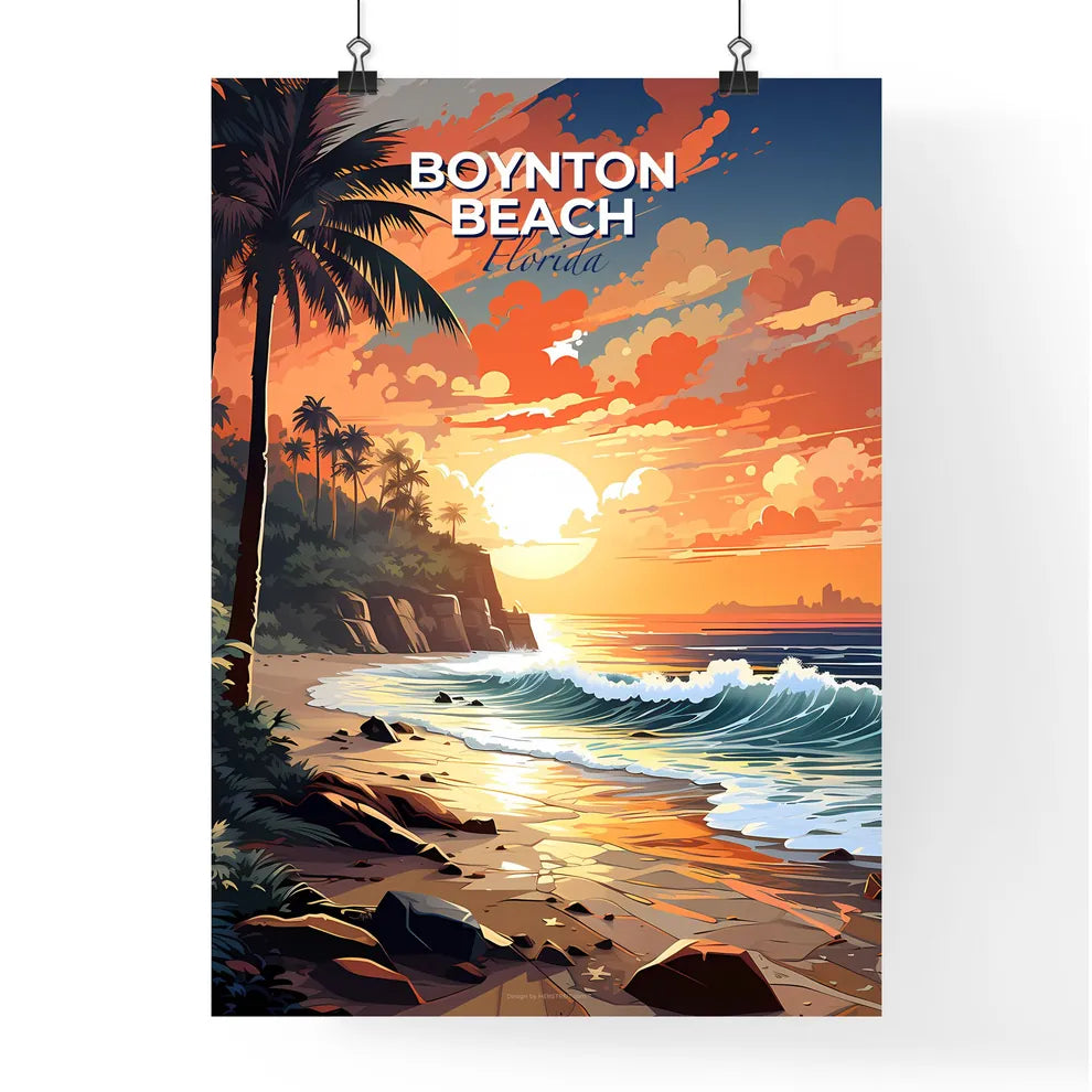 Boynton Beach, Florida, A Poster of a beach with palm trees and waves Default Title