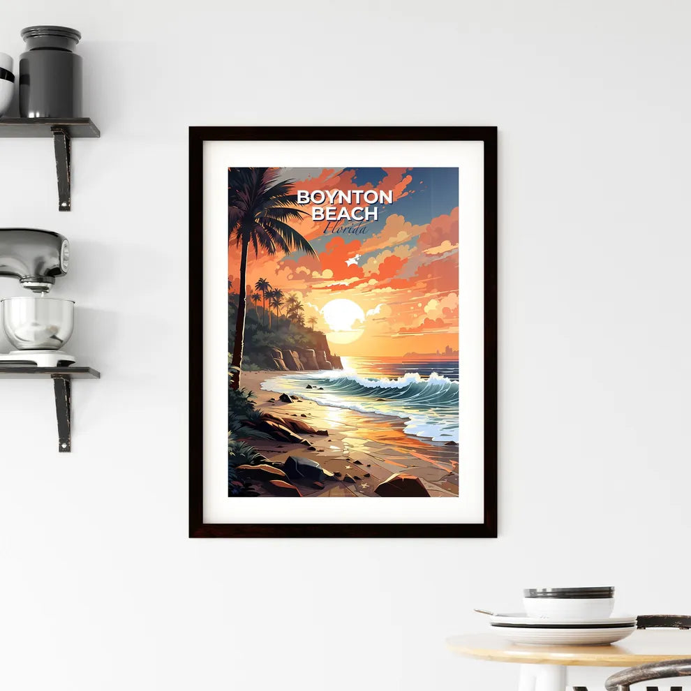 Boynton Beach, Florida, A Poster of a beach with palm trees and waves Default Title