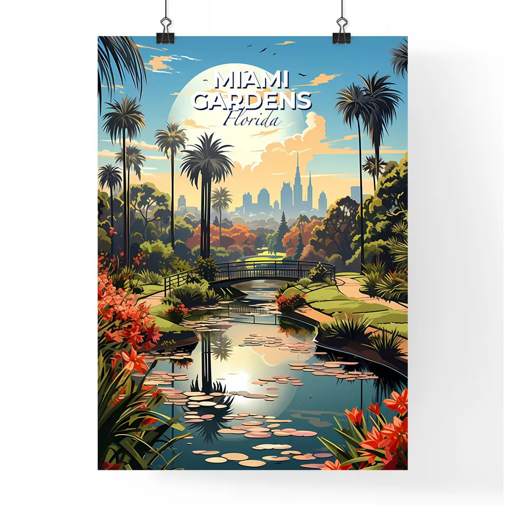 Miami Gardens, Florida, A Poster of a river with a bridge and flowers Default Title