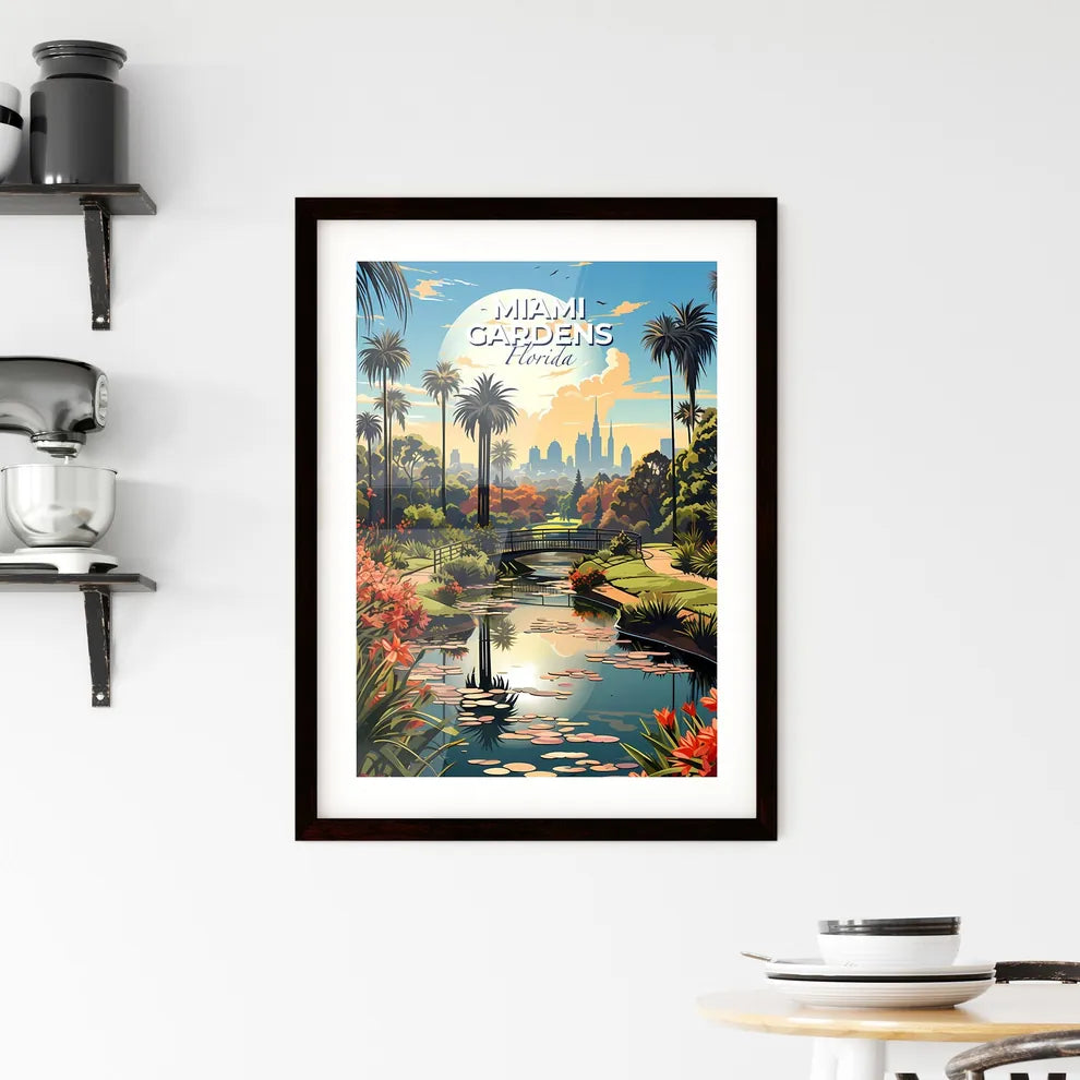 Miami Gardens, Florida, A Poster of a river with a bridge and flowers Default Title
