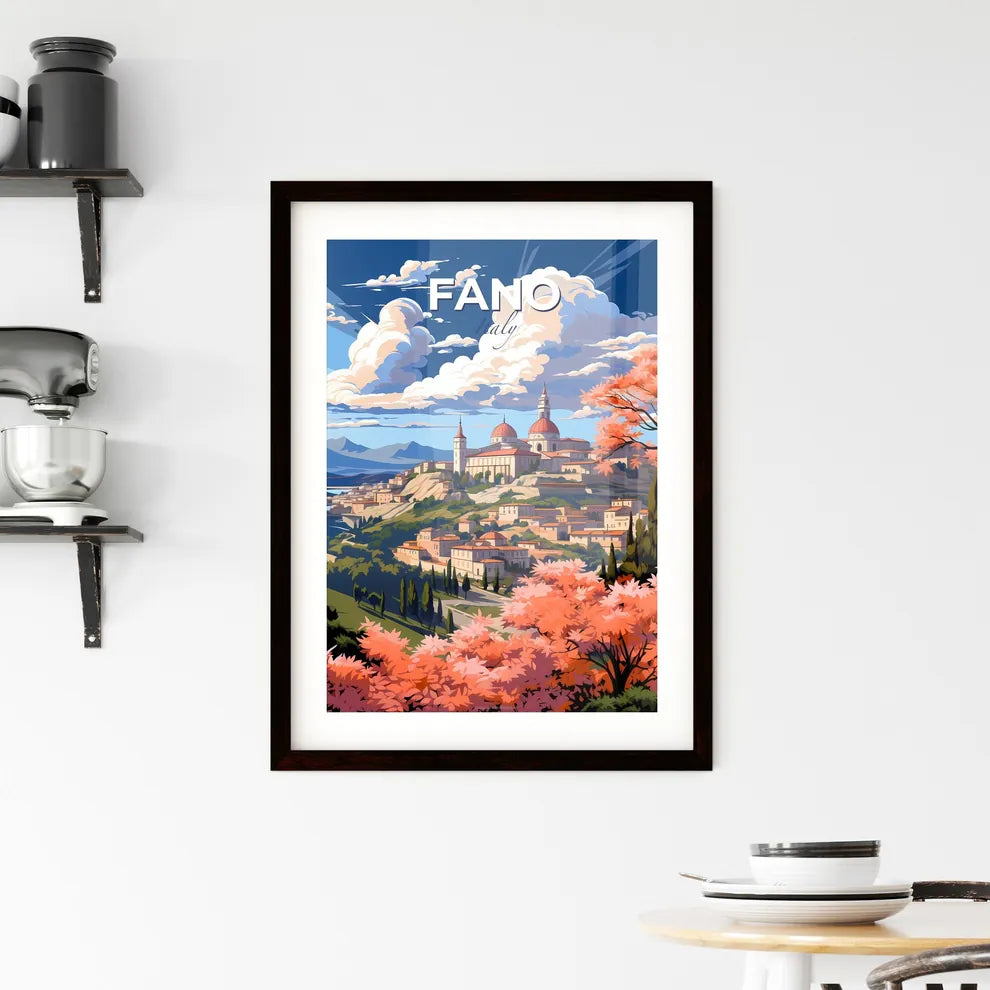Fano, Italy, A Poster of a landscape of a town with a building and trees Default Title