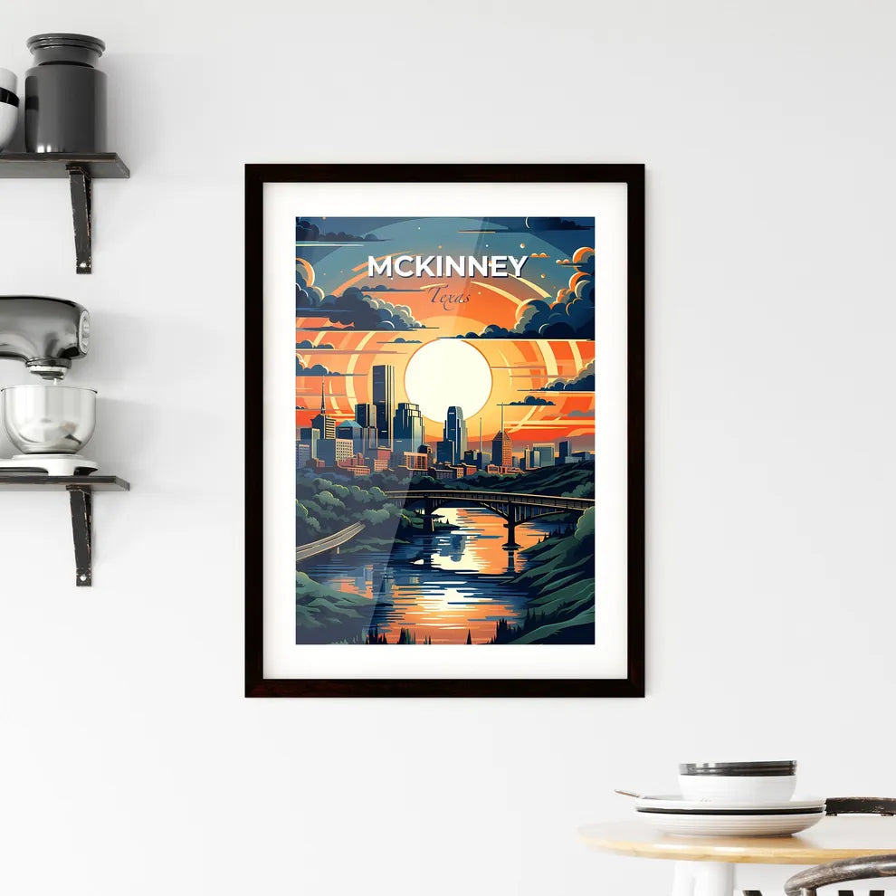 Mckinney, Texas, A Poster of a city with a bridge over a river Default Title