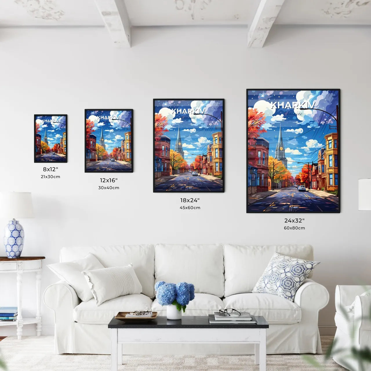 Kharkiv, Ukraine, A Poster of a street with cars and trees on the side Default Title