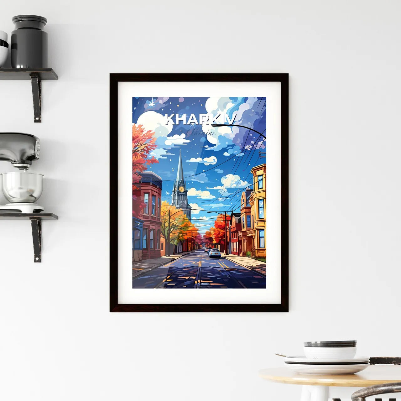 Kharkiv, Ukraine, A Poster of a street with cars and trees on the side Default Title