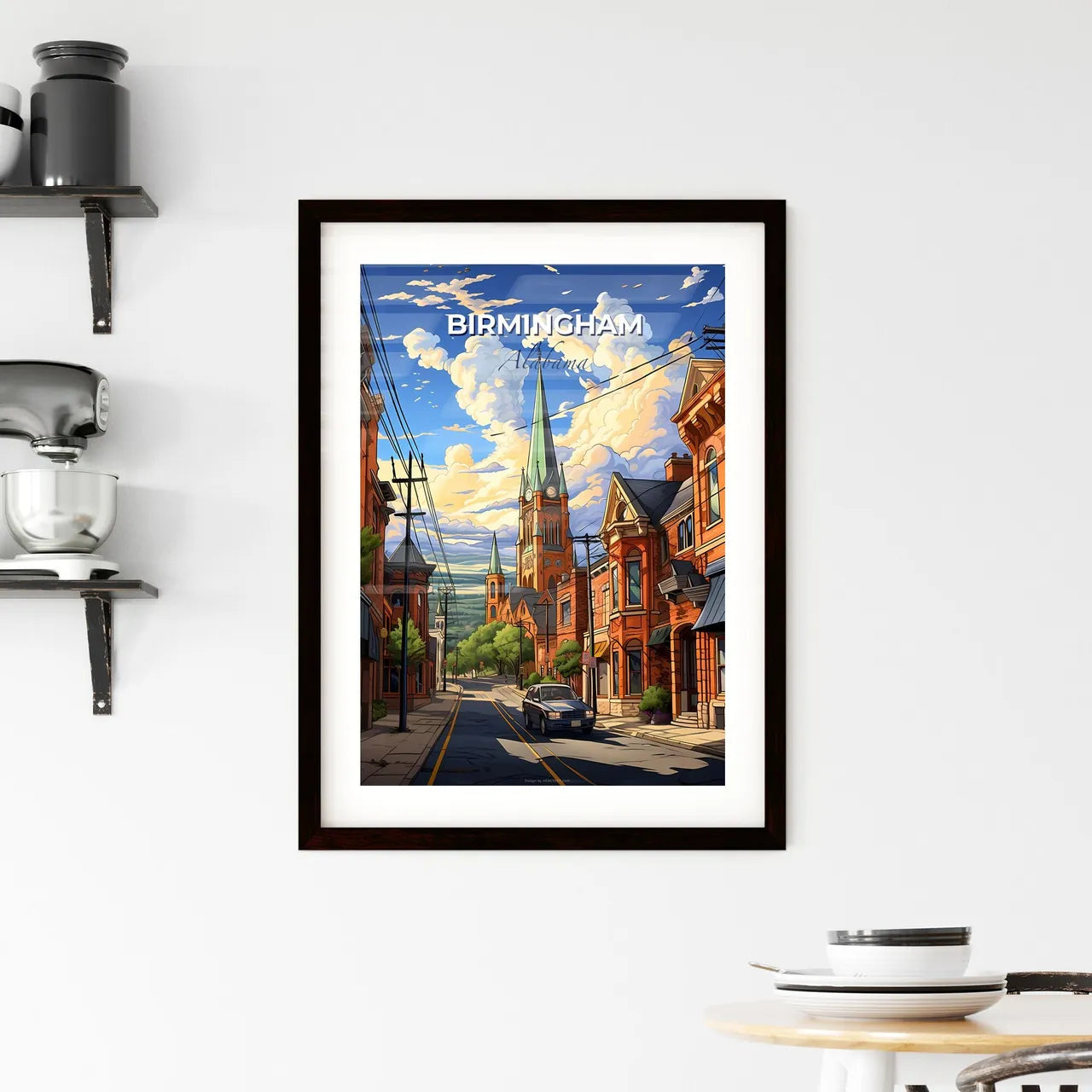 Birmingham, Alabama, A Poster of a street with a car and buildings Default Title