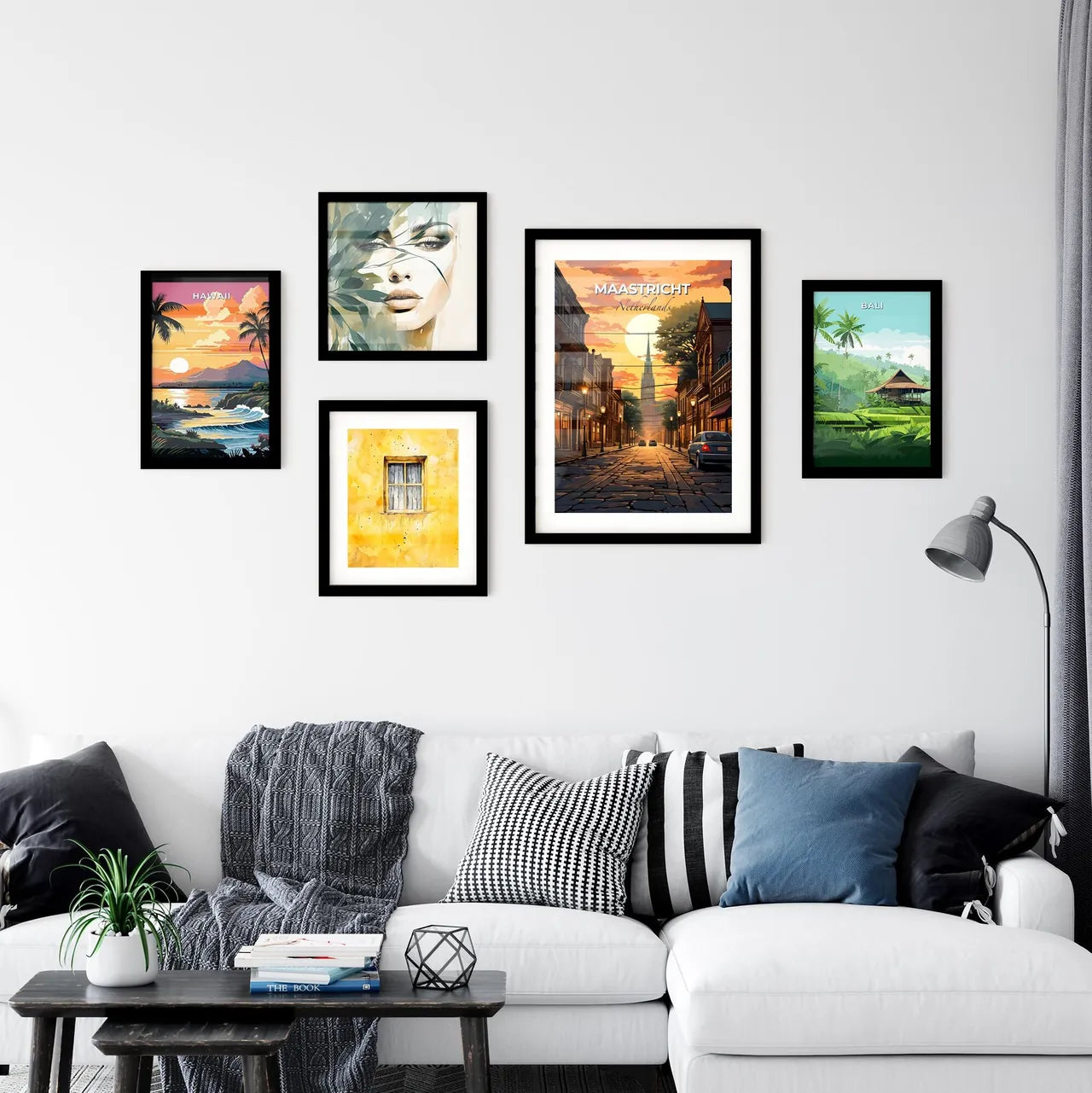 Maastricht, Netherlands, A Poster of a street with cars and buildings and a sunset Default Title