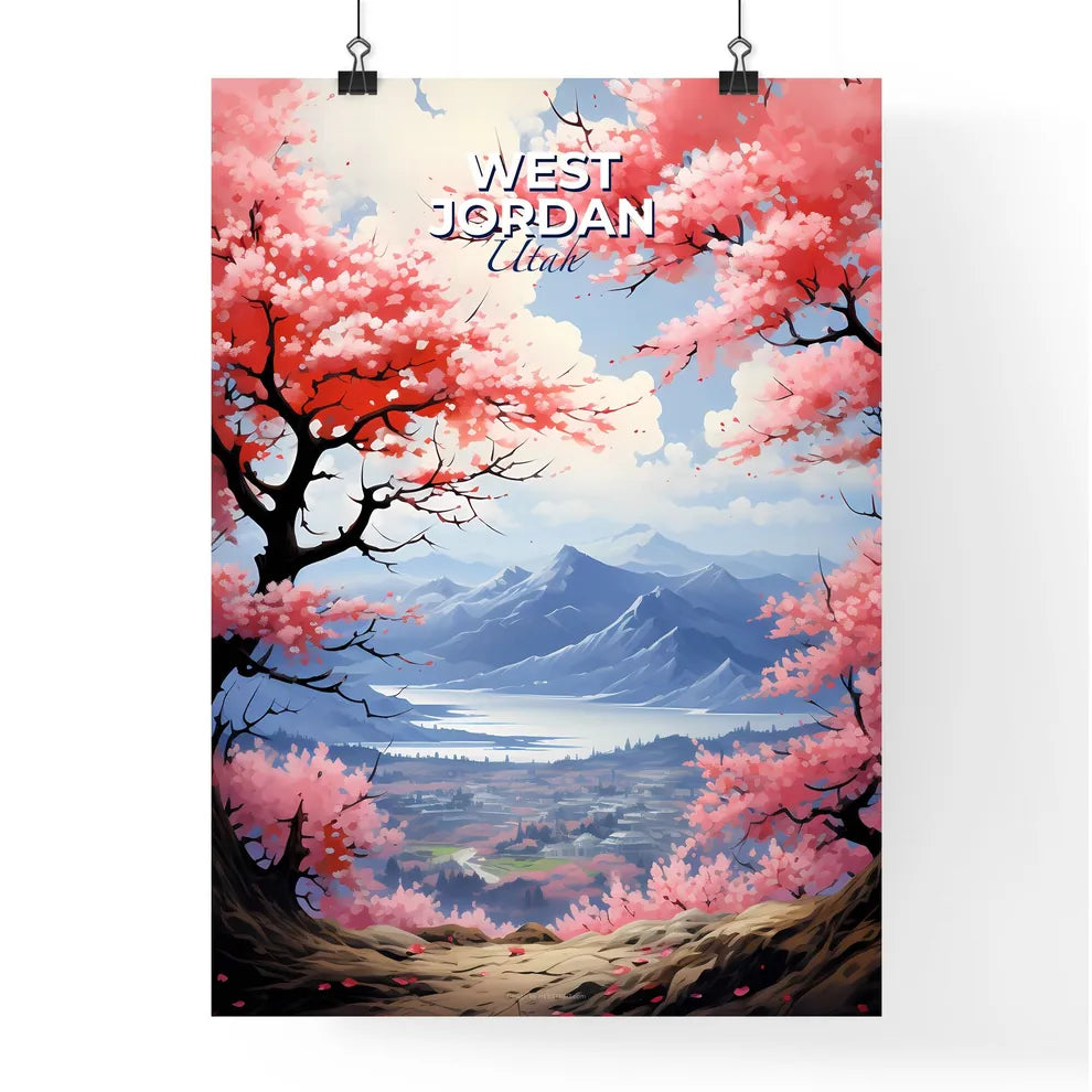 West Jordan, Utah, A Poster of a landscape with pink trees and mountains Default Title
