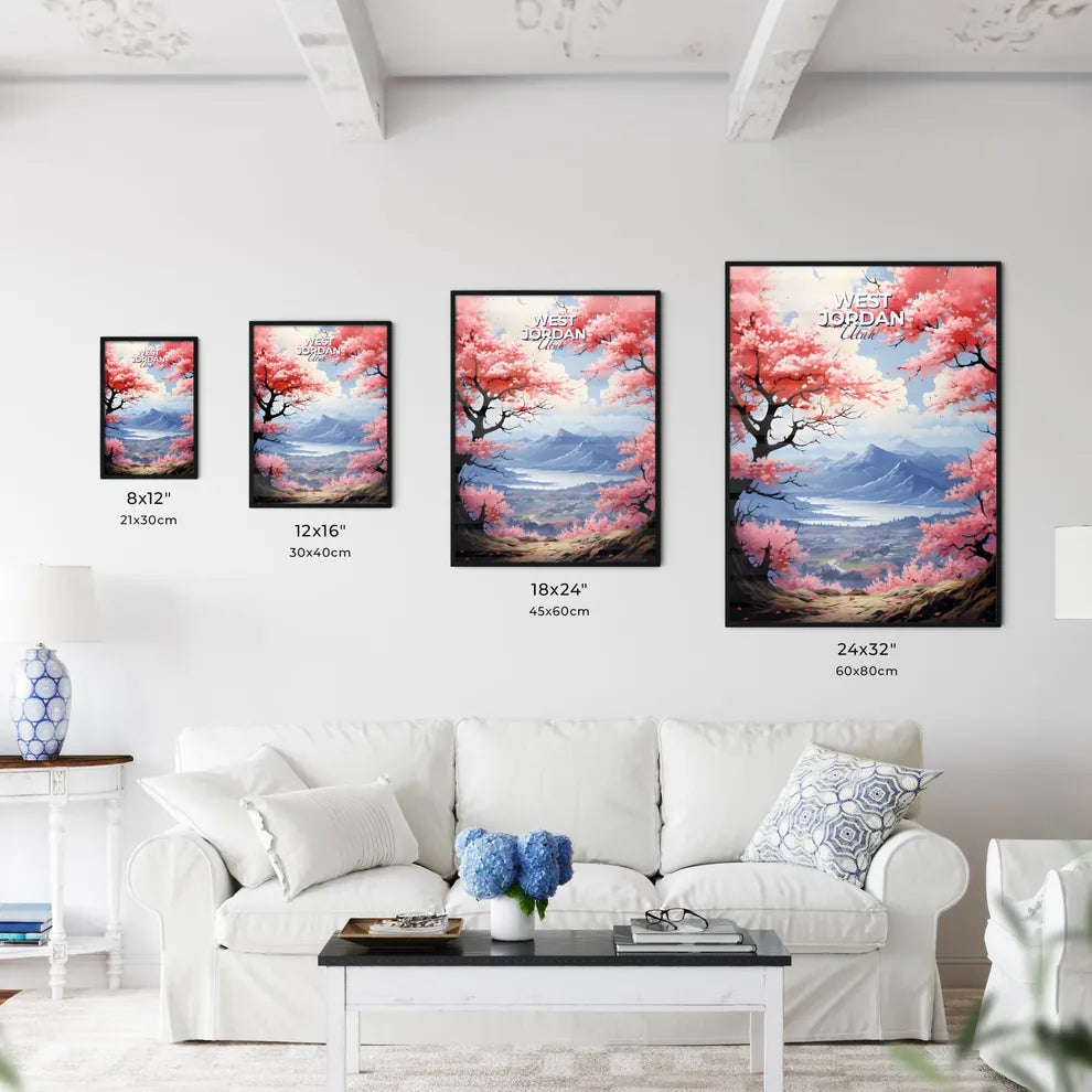 West Jordan, Utah, A Poster of a landscape with pink trees and mountains Default Title
