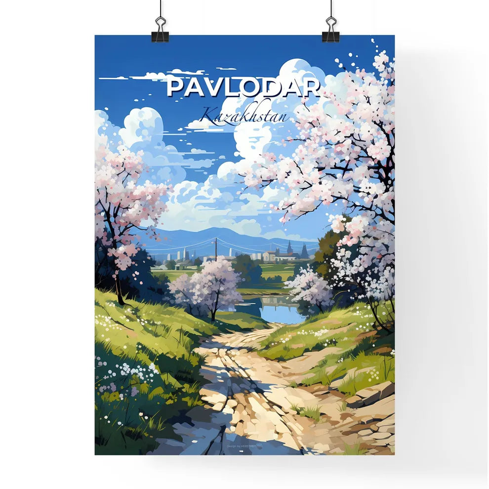 Pavlodar, Kazakhstan, A Poster of a dirt road leading to a river Default Title