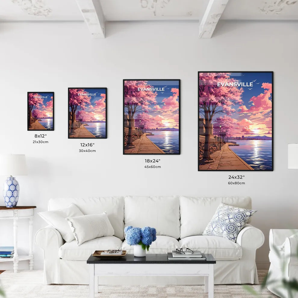 Evansville, Indiana, A Poster of a pink tree next to a body of water Default Title