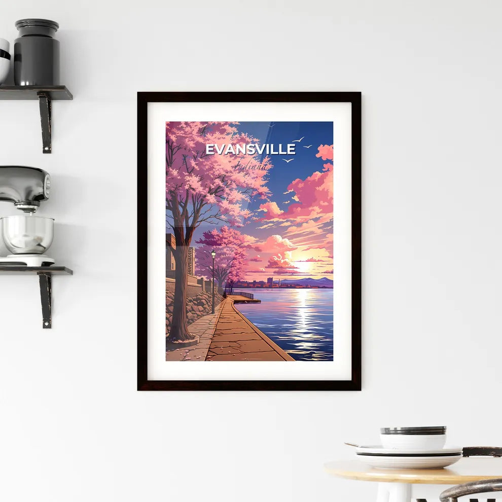 Evansville, Indiana, A Poster of a pink tree next to a body of water Default Title