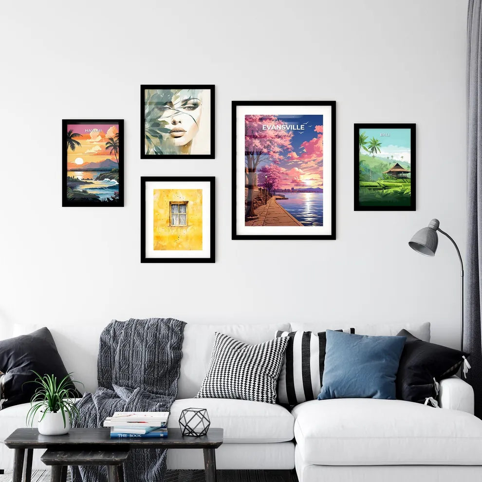 Evansville, Indiana, A Poster of a pink tree next to a body of water Default Title