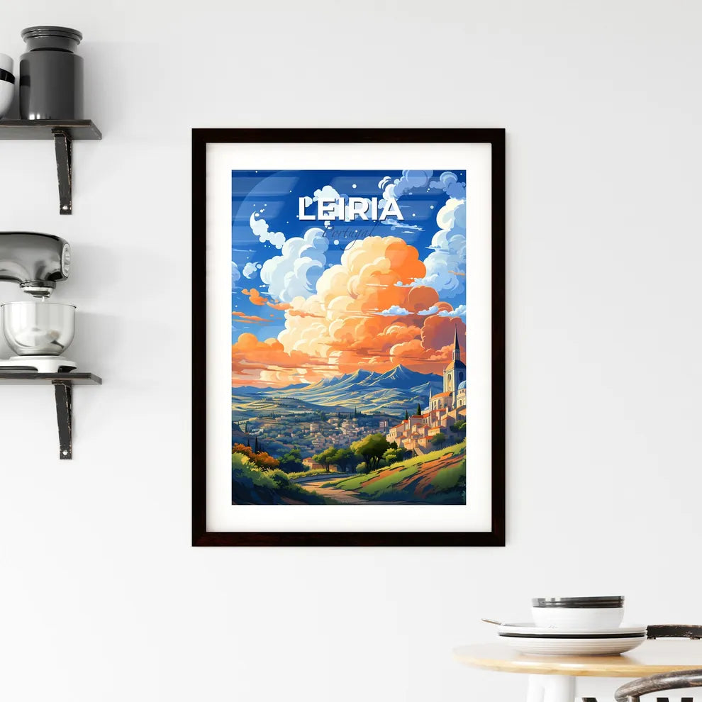 Leiria, Portugal, A Poster of a landscape with a building and mountains Default Title