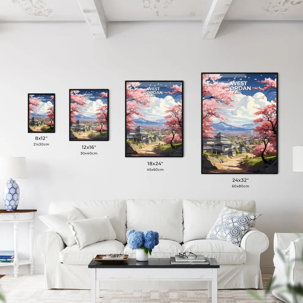 West Jordan, Utah, A Poster of a landscape with pink trees and buildings Default Title
