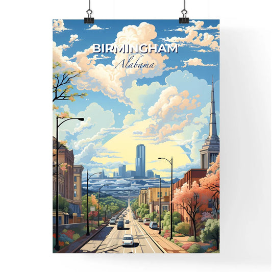 Birmingham, Alabama, A Poster of a street with cars and trees and buildings Default Title