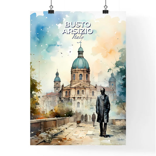 Busto Arsizio, Italy, A Poster of a man walking on a walkway with a building in the background Default Title