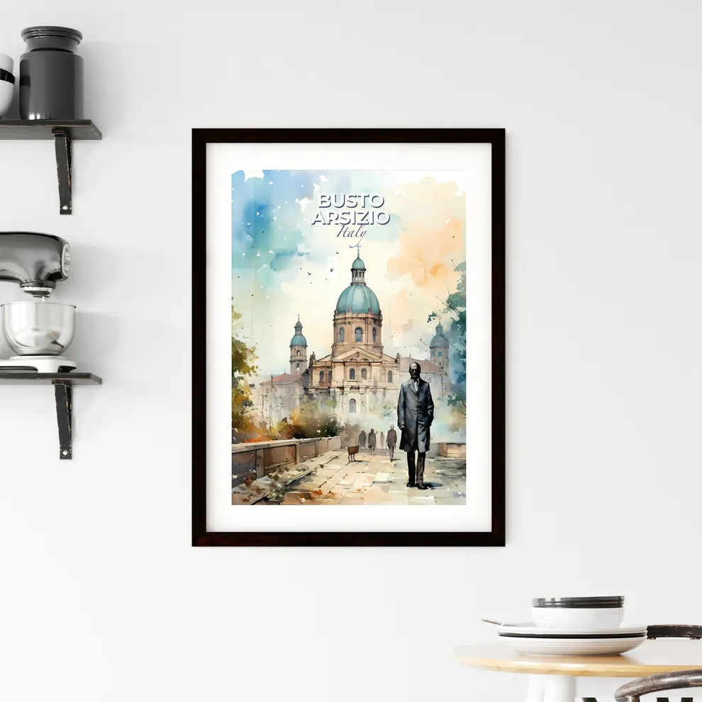 Busto Arsizio, Italy, A Poster of a man walking on a walkway with a building in the background Default Title